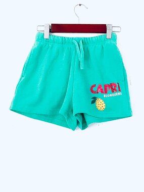 VINTAGE HAVANA Terry Capri Buongiorno Lemon Rhinestone Summer Shorts Sz S/7-8